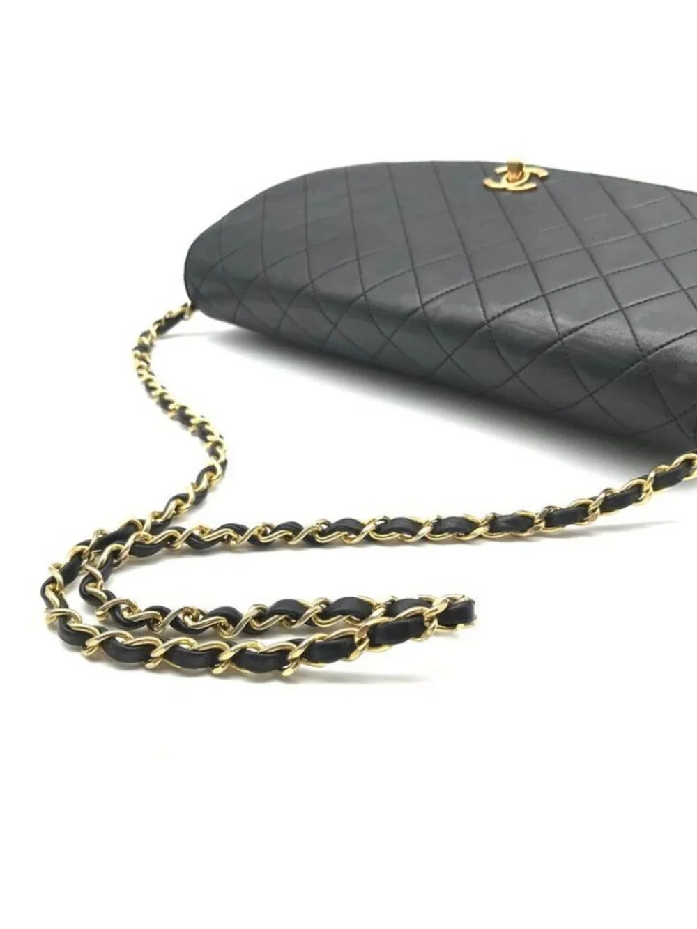 Chanel CC Logo Quilted Leather Turnlock Chain Shoulder Bag Black